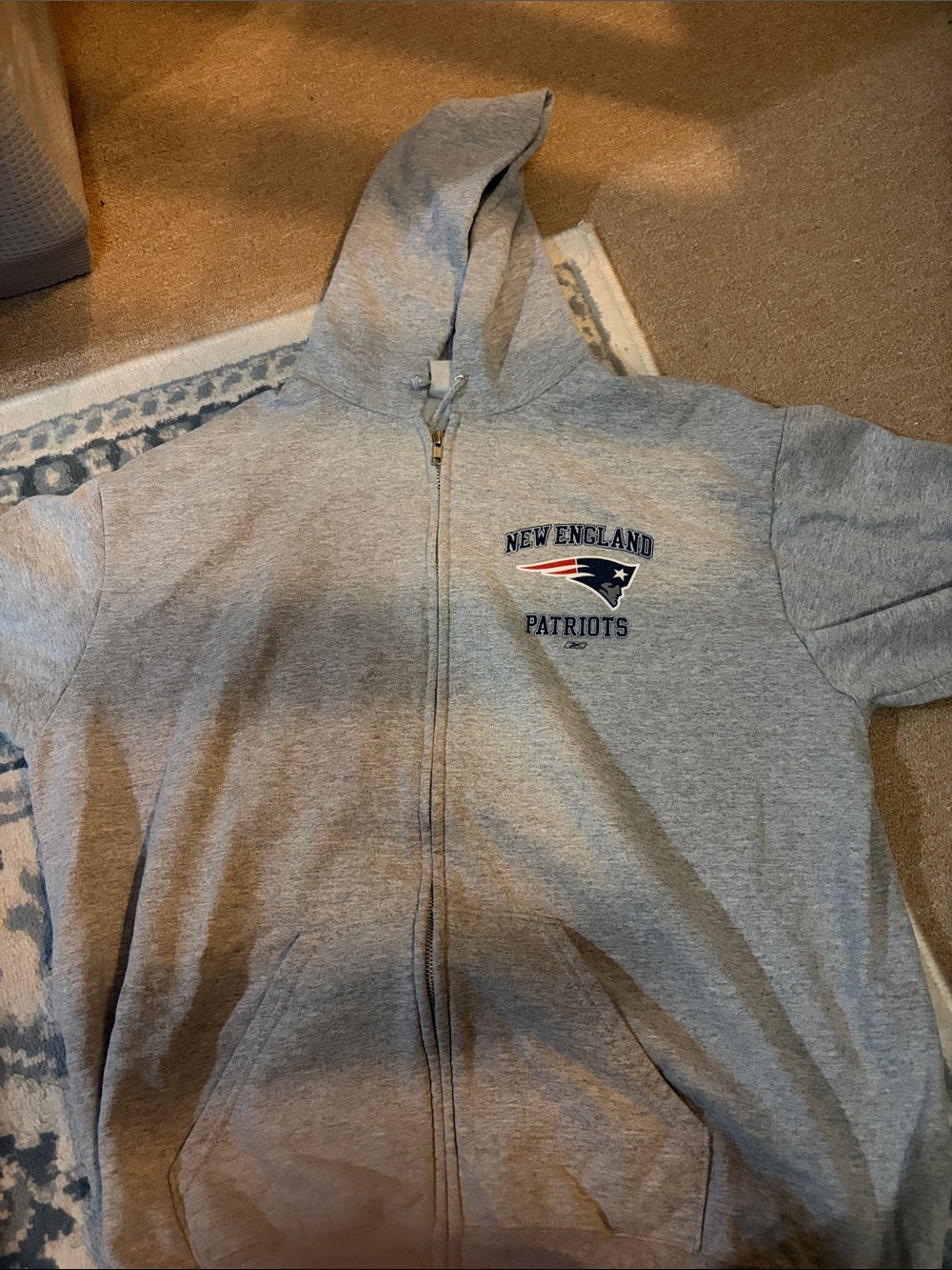 NFL Patriots Gray Zip-Up Hoodie